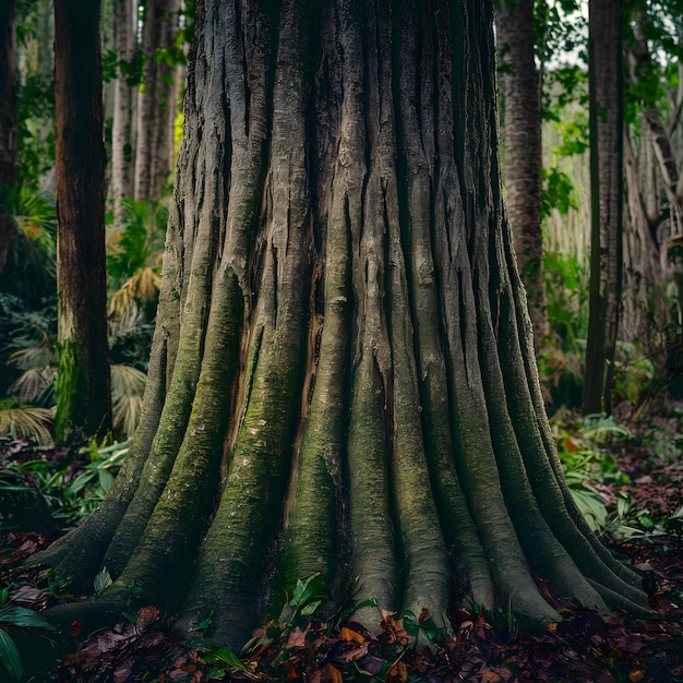 Foto publicar um close-up detalhado do tronco da árvore em seu habitat natural na floresta para as redes sociais