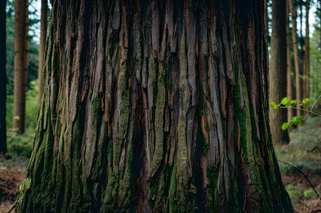 Foto publicar um close-up detalhado do tronco da árvore no seu habitat natural na floresta