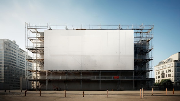 publicidad de la construcción de una casa de apartamentos cartel vacío en el sitio de construcción