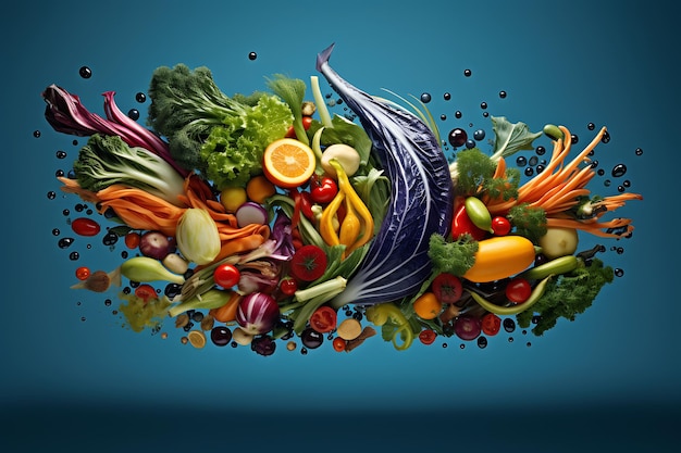 Publicidad con diseño de alimentos saludables y orgánicos