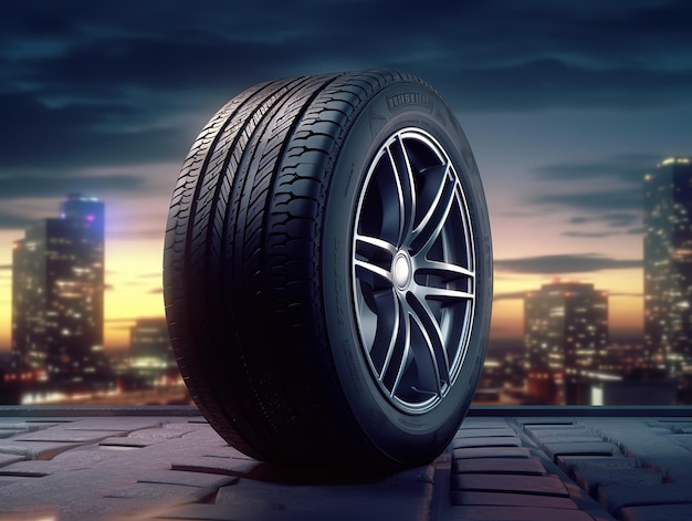 publicidade de pneus luzes da cidade produtos sustentáveis gerados por ai