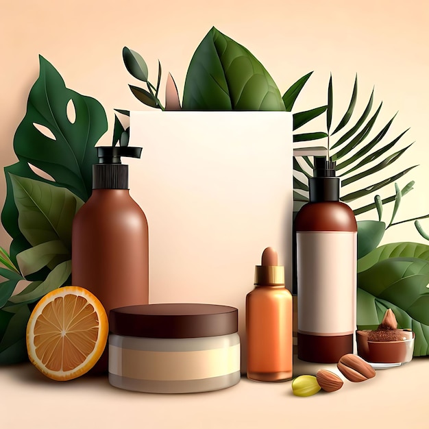 Foto publicidade de produtos cosméticos de beleza natural gerada por ia