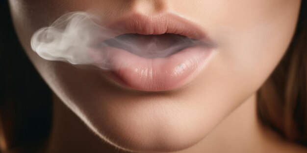 publicidade de vapes lábios cor-de-rosa sexuais com fumaça branca Ai gerado