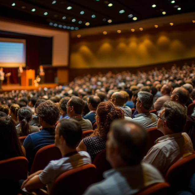 Foto el público escucha a un orador en una conferencia