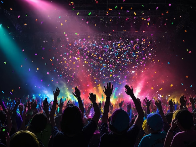 El público levantó la mano en un concierto en un club de rock