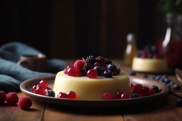 Pudding-Beeren-Dessert Generieren Sie Ai