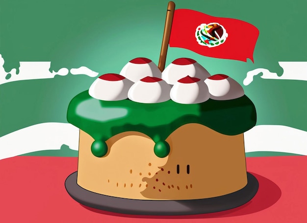 Pudding de desenho animado com bandeira do México