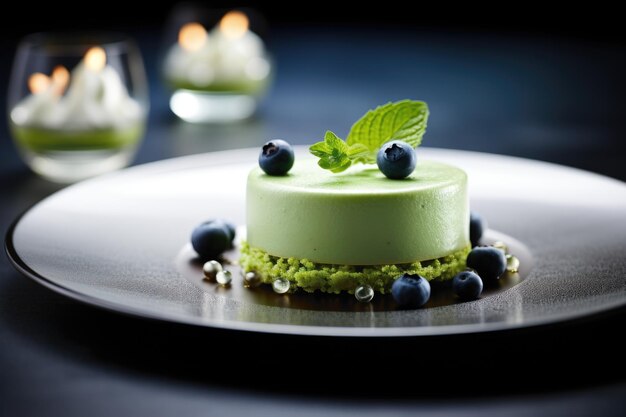 Foto puddings e sobremesas à base de matcha azul