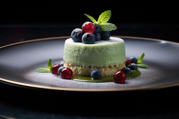 Foto puddings e sobremesas à base de matcha azul