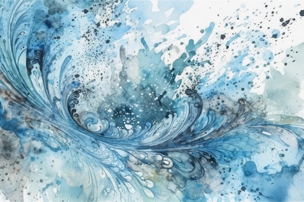 Puderblaues Aquarell Paisley-Aquarellspritzer Generative KI