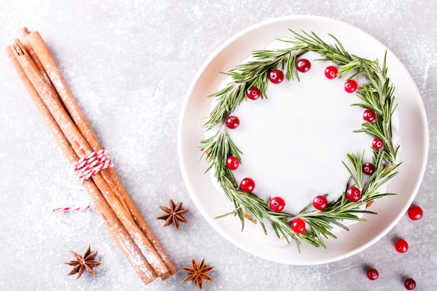 Pudim de bolo de frutas de natal