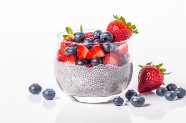 Pudim de chia com frutas por cima