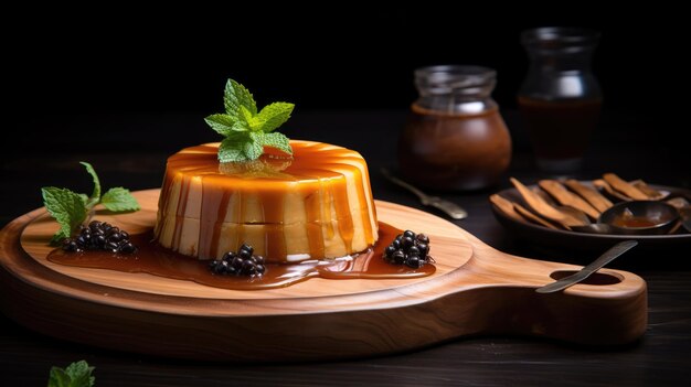 Pudín de flan de caramelo con crema de caramelo