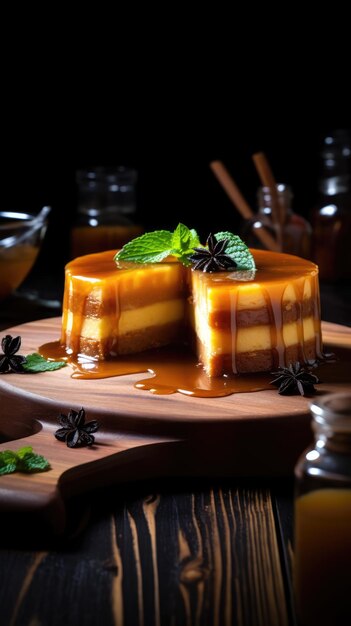 Pudín de flan de caramelo con crema de caramelo