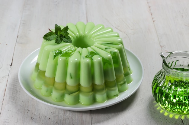 Puding Melone oder leckerer Melonenpudding.