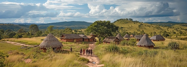 Foto el pueblo bara vive en la meseta central sur de madagascar