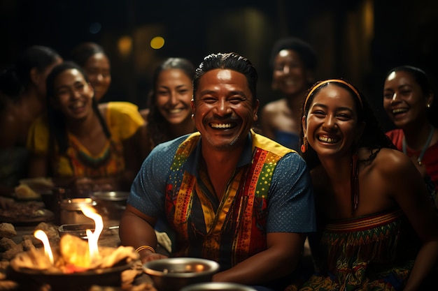 Pueblo colombiano celebrando su vibrante cultura y orgullo nacional con banderas tradicionales