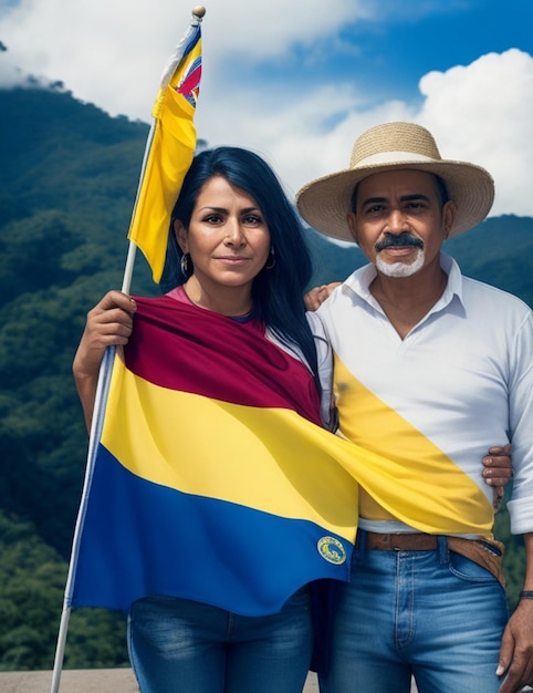 Foto pueblo colombiano con su bandera foto o imagen gratis