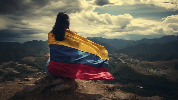 Foto el pueblo colombiano con su bandera