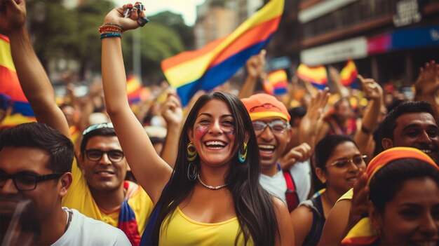 Foto el pueblo colombiano con su bandera