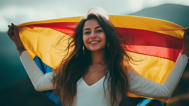 El pueblo colombiano con su bandera