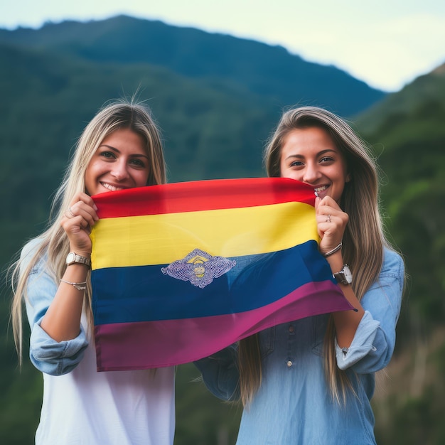 Pueblo colombiano con su bandera.