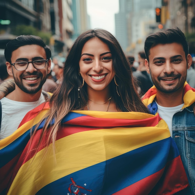 Pueblo colombiano con su bandera.