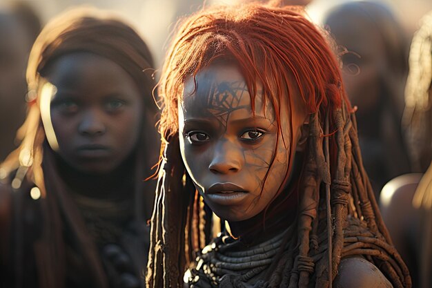 Foto el pueblo himba de namibia conocido por sus cuerpos recuperados generados con ia