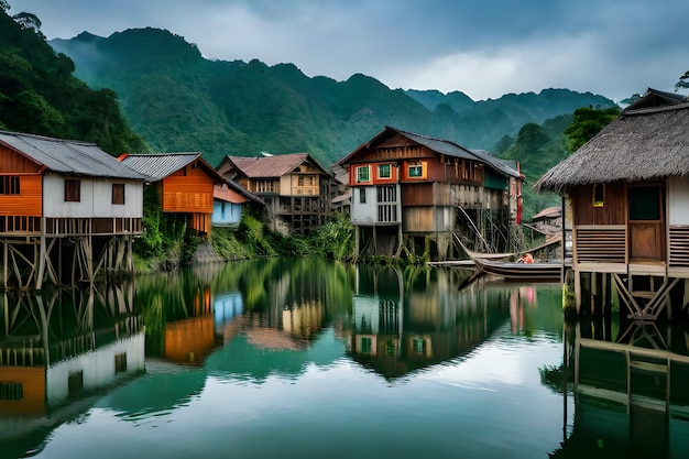 Un pueblo junto al río en laos