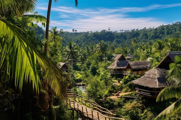 Foto el pueblo de kiriwong con buen tiempo y una hermosa vista