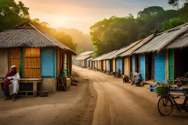 un pueblo por la mañana