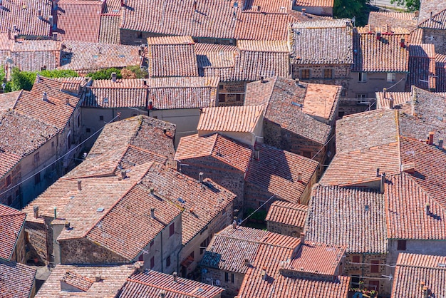 Pueblo medieval de Radicofani visto desde arriba Toscana Italia destino turístico Detalles cerrar