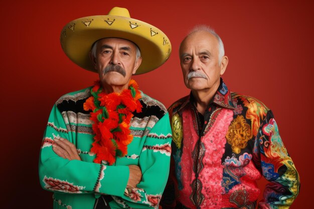 Pueblo mexicano vistiendo sombrero tradicional y ropa mexicana