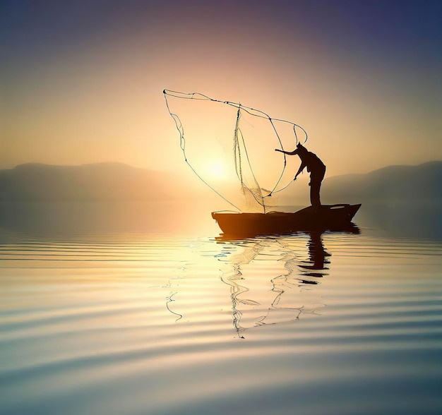 Foto pueblo pesquero de vida costera con pescadores locales.