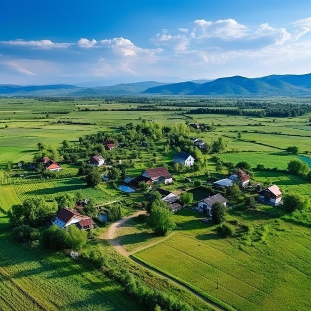 un pueblo con un pueblo en el medio