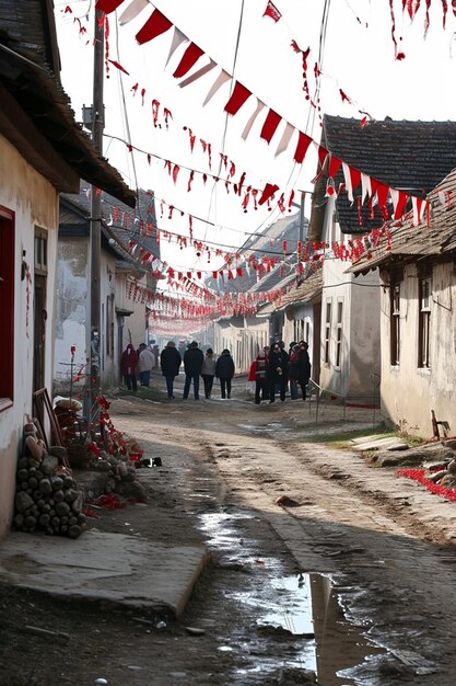 un pueblo rumano durante la celebración de Martisor