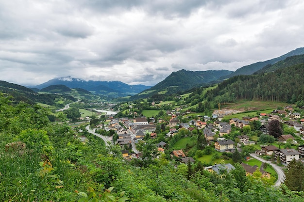 Pueblo Werfen Austria vista aérea