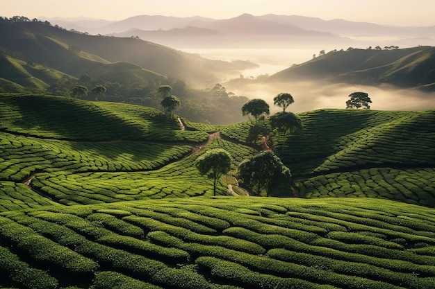 pueblos en la granja de té