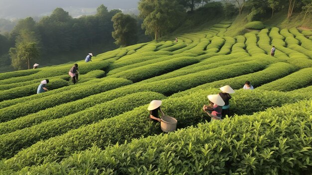 pueblos en la granja de té