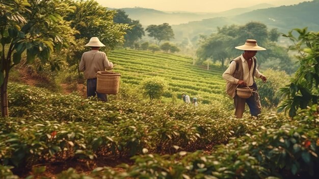 pueblos en la granja de té