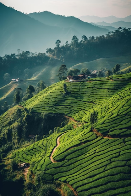 pueblos en la granja de té