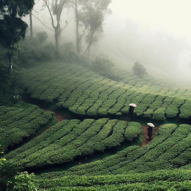 pueblos en la granja de té