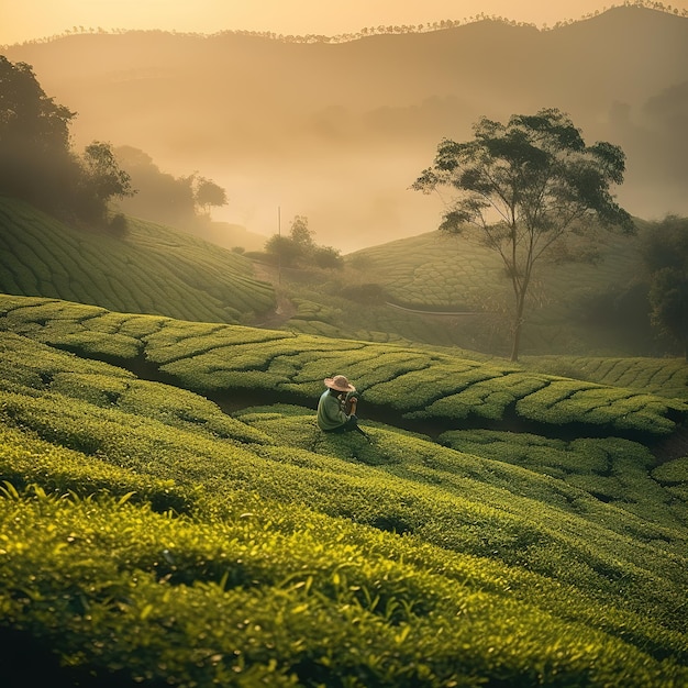 pueblos en la granja de té