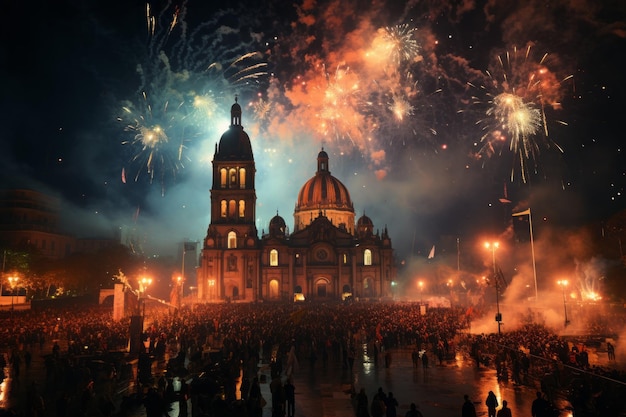 Los pueblos de México celebran el día de la Independencia por la noche