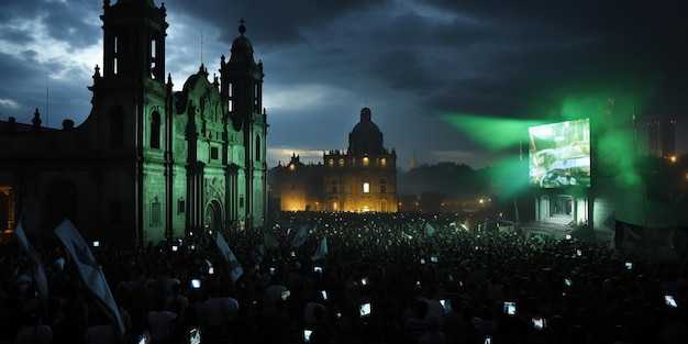 Los pueblos de México celebran el día de la Independencia por la noche