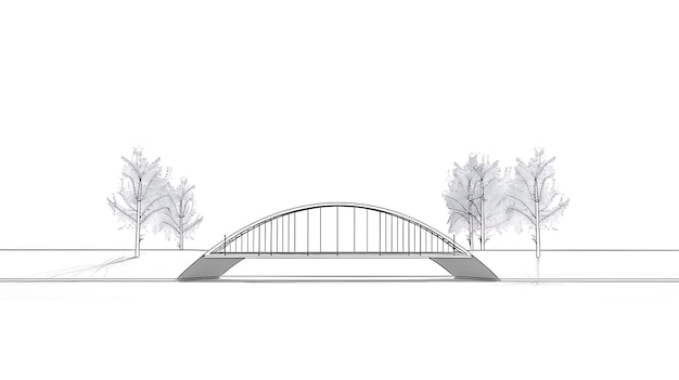 Foto un puente con árboles en él y un puente en el fondo