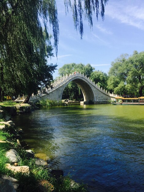 Foto puente de arco sobre el río contra el cielo