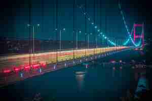 Foto puente del bósforo de larga exposición con colores de moda