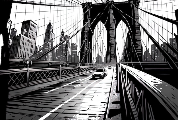 Puente de Brooklyn en monocromo