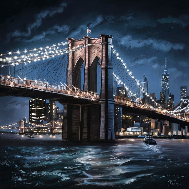 El puente de Brooklyn por la noche